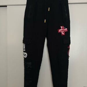 Black Joggers with Red Accents